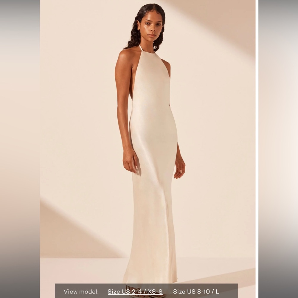 NWT Shona Joy La Lune Low Back Halter Neck Dress Cream, size 0 - Picture 2 of 11